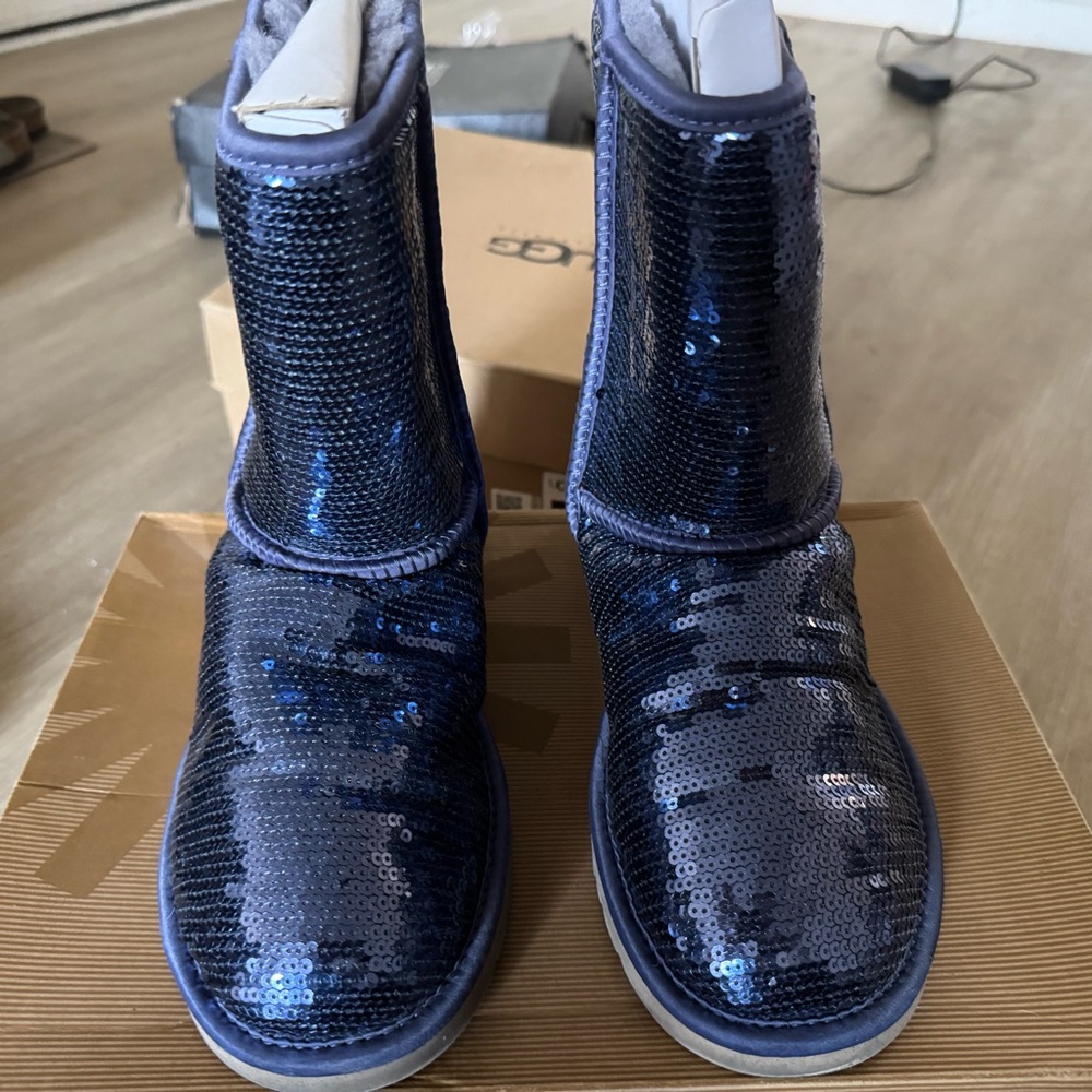 UGG Navy Sequin Boots